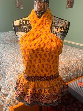 J.Crew Floral Halter Top Tie Neck Summer Blouse